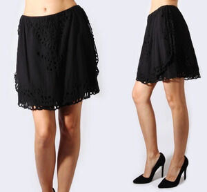 IRO Carina Layer Eyelet Mini Skirt Black size 36